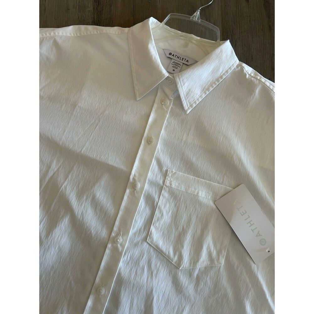 NEW! Athleta Midday Relaxed Shirt White Size M Recycled Button Up Retail-$99